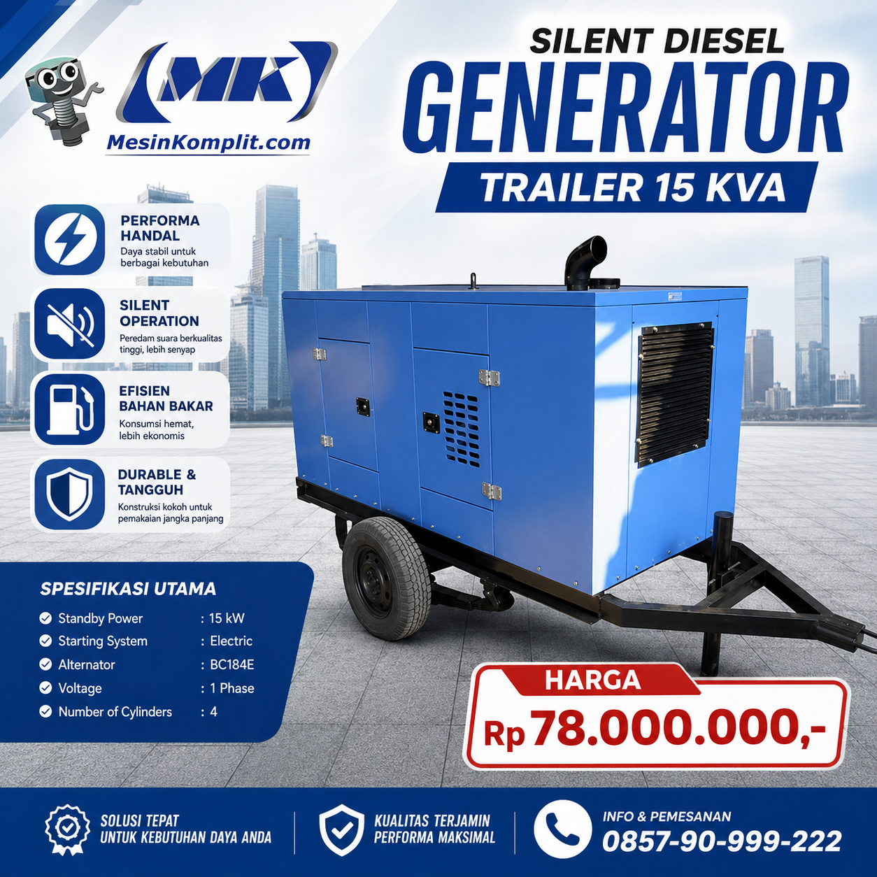 Genset Silent Trailer 15K...